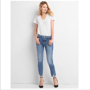 Gap 1969 High Rise Slim Straight Distress Hem Jeans